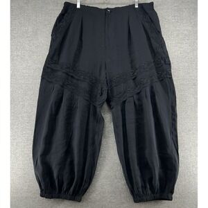 Anthropologie Black Wide-Leg Lace-Panel Cropped Pants